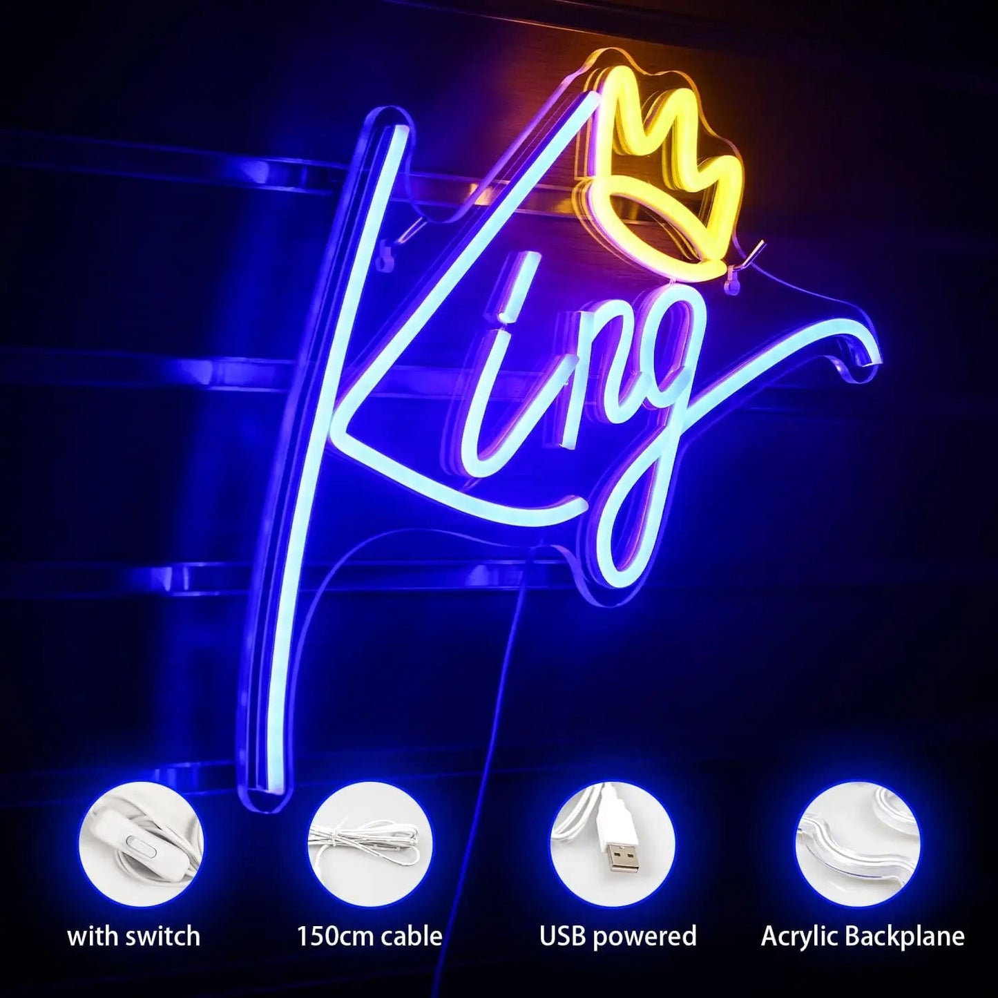 KING neon LED wall art
