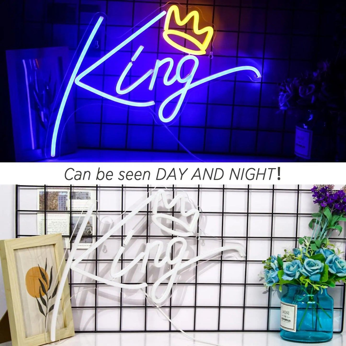 KING neon LED wall art