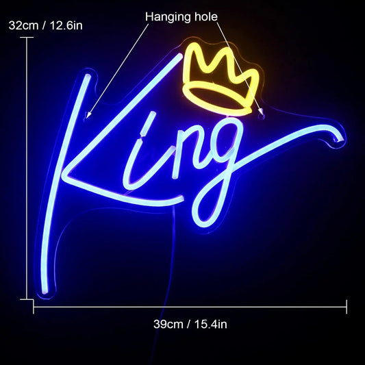 KING neon LED wall art